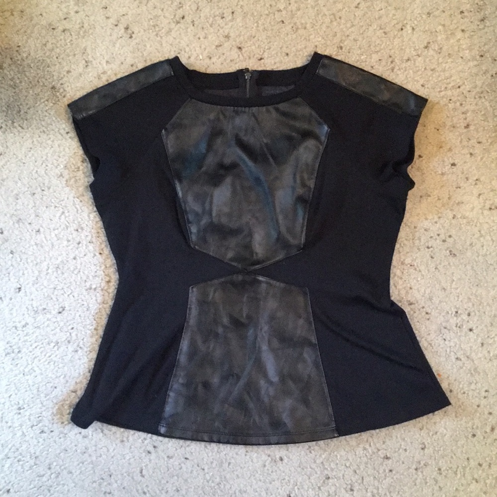 Worthington Leather Inset Top, Petite Medium